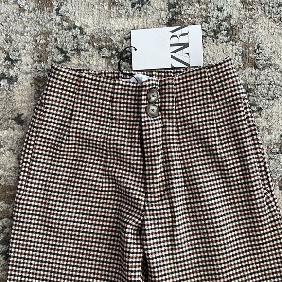ZARA Kids | Brown | HIGH WAIST CHECKERED PANTS - Picture 5 of 6